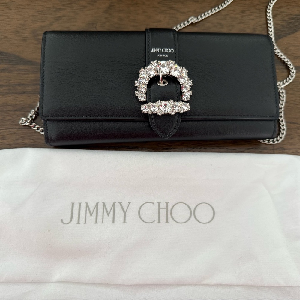 Jimmy Choo Cheri Continental Black Leather Clutch